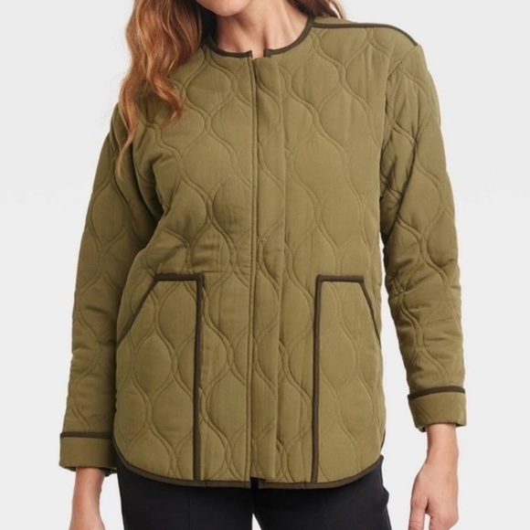 Knox Rose Olive Green Quilted Jacket - Picture 1 of 7